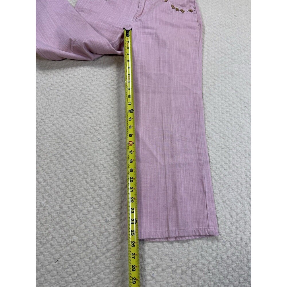 Nancy Bolen Hippie Jeans Embellished Mid Rise City Girl | Pink | Size 10 - Picture 12 of 13